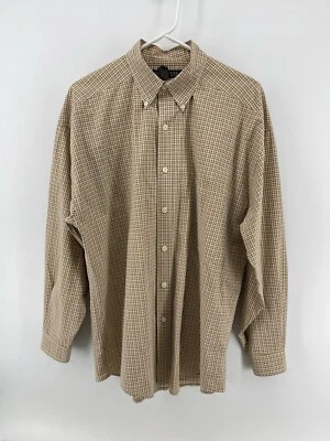 Structure Classic Button Up Shirt Mens Size Medium Beige White Check Long Sleeve - Image 1 of 4