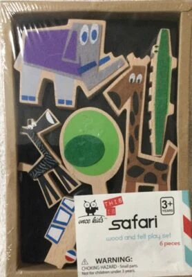 Once Kids This Is Safari Africa Animal Wood And Felt Play Set - 6 Piece NIB DB* - Image 1 of 2