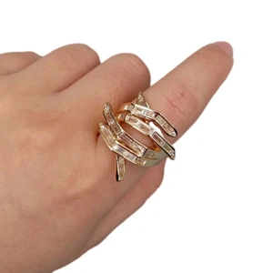 Zircon Fashion Ring Clear Cubic Zirconia Gold Plated Jewelry Women Rings Set - Picture 1 of 5