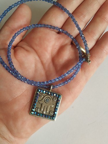 Collana donna blu DIOR argento Hamasa oca fortuna