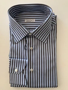 $790 ZILLI NEW Men Dress Shirt Size 39 / 15.5 Blue Stripes - Picture 1 of 2