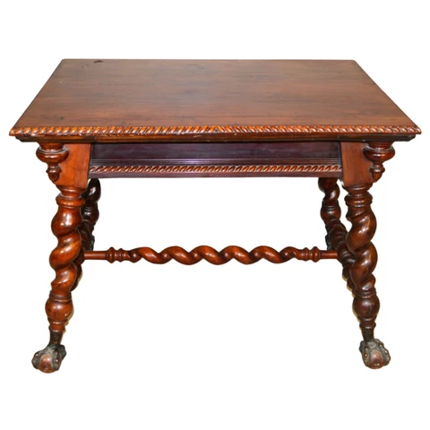 Antique Merklen Brothers Library Table, Victorian Barley Twist Table #19669 Cover