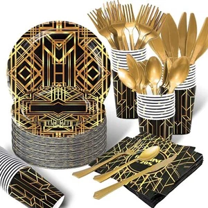 120 pcs Roaring 20s Party Decorations | Serves 16 Guests | Gatsby Theme Table... - Picture 1 of 8