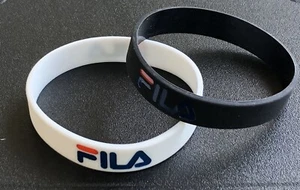 1 (One) FILA Black OR Wht Silicone Logo Hologram Bracelet Wristband - Picture 1 of 2