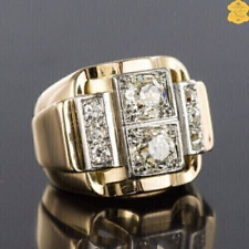 2.00Ct Round Simulated Diamond Men's Wedding Pinky Ring 14K Yellow Gold Plated