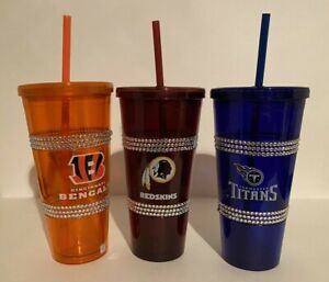 NFL 22oz Double Bling Tumbler With Straw NFL Pick Your Team