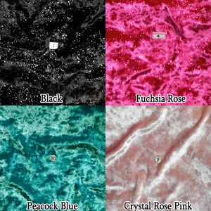 SHINY GLITTER CRUSHED 4-WAY STRETCH PANNE VELVET VELOUR FABRIC DANCE DRESS 60"W - Picture 1 of 205