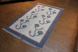 INDIAN DHURRIE RUG 4' x 6' handmade carpet hand-woven rug - Picture 1 of 9
