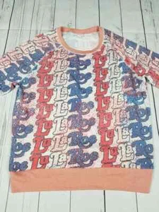 LuLaRoe Jane Short Sleeve Sweatshirt, Size Large (NWT Logo Patriotic Pink Red) - Picture 1 of 4