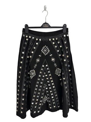 Carole Little Women's Black Embroidered Sequin Asymmetrical Skirt Size 10 - Изображение 1 из 4