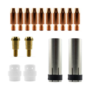 MIG MB24 16 Piece KIT- 0.9mm - Binzel Style - Shroud - Contact Tip - Nozzle SB24 - Picture 1 of 6