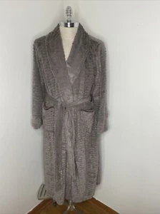 Soma Luxe Plüsch Robe graue Krawatte Taschen lang gefüttert Gr. S M - Bild 1 von 7