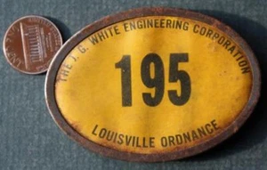 1940s WWII Era Louisville Kentucky JG White Ordinance Factory oval badge / pin-- - Picture 1 of 1