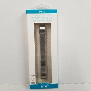 WITH it Band Compatible w/ Fitbit Alta Hr & Alta Stainless Steel Magnetic Silver - Picture 1 of 6
