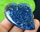 HU10362 36 x 34 x 7 mm magnifique pendentif cœur fossile chrysanthème bleu corail 