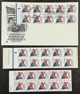 Pledge of Alliegance - US Scott 2593 2594 - First Day Issue plus 20 stamps! - Picture 1 of 1