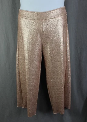 Pantalones para mujer Avenue Montaigne de lentejuelas doradas cintura elástica talla 12 Foto 1 de 4