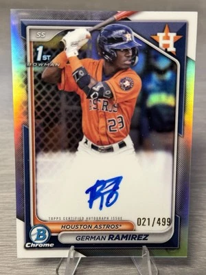 💫✨GERMAN RAMIREZ 2024 Bowman Chrome 1st Auto Refractor /499 #ASTROS PHENOM✨💫 - Image 1 of 4