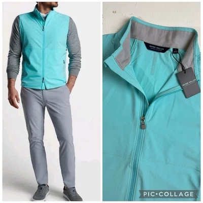 PETER MILLAR Men’s Large Crown Flex Adapt Wind Cheater Golf Full Zip Vest $220 L - Image 1 of 4