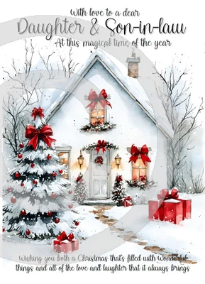 Daughter And Son In Law  A5 Size Christmas Card and Red Envelope - Image 1 of 4