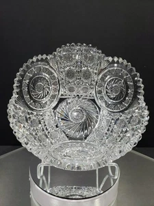 RARE 9" BOWL, American brilliant Period Cut glass Crystal Attri: Taylor brothers - Picture 1 of 24