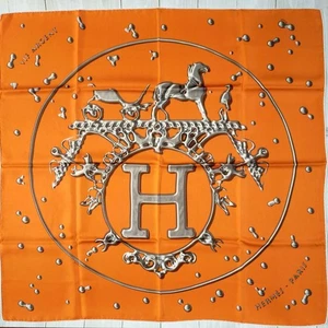 HERMES Schal Carré 90 "VIF ARGENT" Silber Tropfen unbenutzt aus Japan - Bild 1 von 11