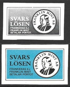 Sweden 1976 Svars lösen Benjamin Franklin Svarslösen LICENSE REPLY Stamps - Picture 1 of 1