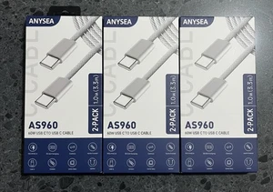 6 x Anysea USB C to USB C Charger Cable: 60W 3A Type C Charger Cable Fast Charge - Picture 1 of 14