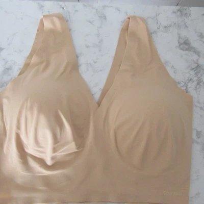 Sujetador Bralette Calvin Klein XL X Grande Beige Tostado Acolchado Sin Alambres Inalámbrico Foto 1 de 3