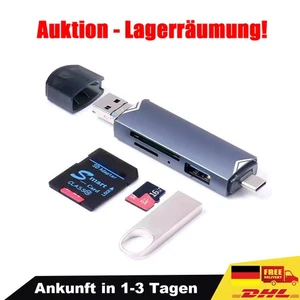 Auktion-Lagerräumung!6in1 Kartenleser Speicherkartenleser USB 3.0 Typ-C SD Micro - Afbeelding 1 van 5
