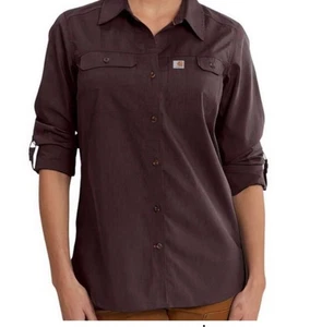 Carhartt Force Damen Hemd Langarm belüftet Button Down Größe XL 16-18 weinrot - Bild 1 von 8