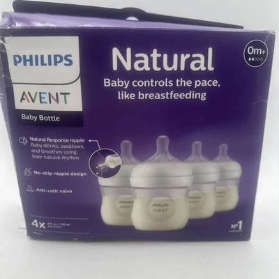 Philips Avent Natural Response Baby Bottle Pack of 4 4oz/125ml ~Open Box - Image 1 of 4