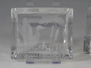 Vintage Crystal Glass Cigarette Box Trinket Box Flying Ducks & Bullrushes c.1965 - Picture 1 of 5