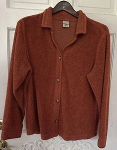 LL Bean Rust Sherpa Fleece Jacket L - Y2K 90s Vintage-Inspired Cozy Fall Layer - Picture 1 of 3