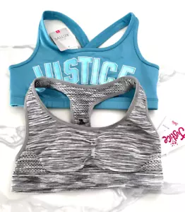Justice Girls 2 Pack Active Bra/Everyday Bra - Blue/Healther White Tiger - Picture 1 of 1