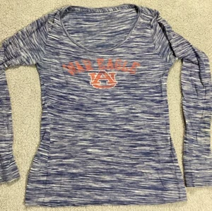 Auburn Shirt Women’s Medium Blue Marbled Distressed Stretchy - Picture 1 of 15