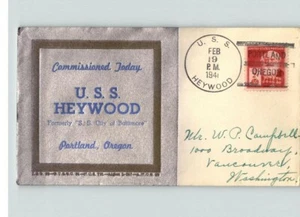 USS HEYWOOD barco de la Marina, 1941 día de puesta en marcha, Portland, Oregon, caché LINTO - Imagen 1 de 1