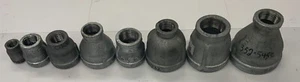 Assorted Galvanized Pipe Reducing Couplings (1/4" x 1/8" to 1-1/2" x 1-1/4") - Picture 1 of 9