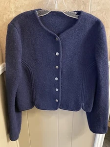 Vintage Wollpullover ohne Marke Damen marine silberne Knöpfe - Bild 1 von 4