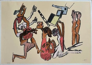 Roberto Sebastian Matta serigrafia a colori  "Figure" 70x50 firmata numerata - Foto 1 di 5
