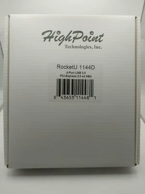 High Point RocketU RU1144D 4-Port USB 3.0 PCIe 2.0 x4 HBA Controller Card - Image 1 of 2