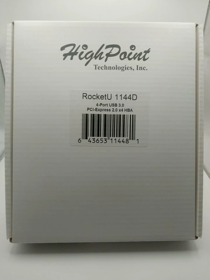 High Point RocketU RU1144D 4-Port USB 3.0 PCIe 2.0 x4 HBA Controller Card - Image 1 of 2