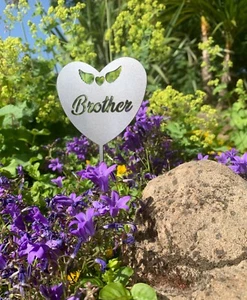 BROTHER Memorial Heart Steel Plaque Tribute Spike Graveside Stake Remembrance - Picture 1 of 4