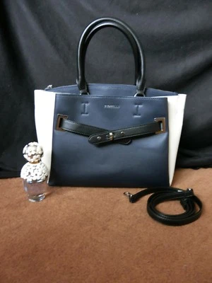 Bolso de Mano Fiorelli ALMA Azul Marino y Blanco roto Panel Trabajo 2 Vías, Con Correas PVP £75 Foto 1 de 4