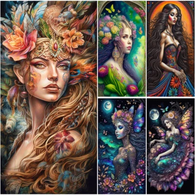 Large 5D Diamond Painting DIY Flower Fairy Cross Stitch Hand Embroidery Crafts - Image 1 of 3