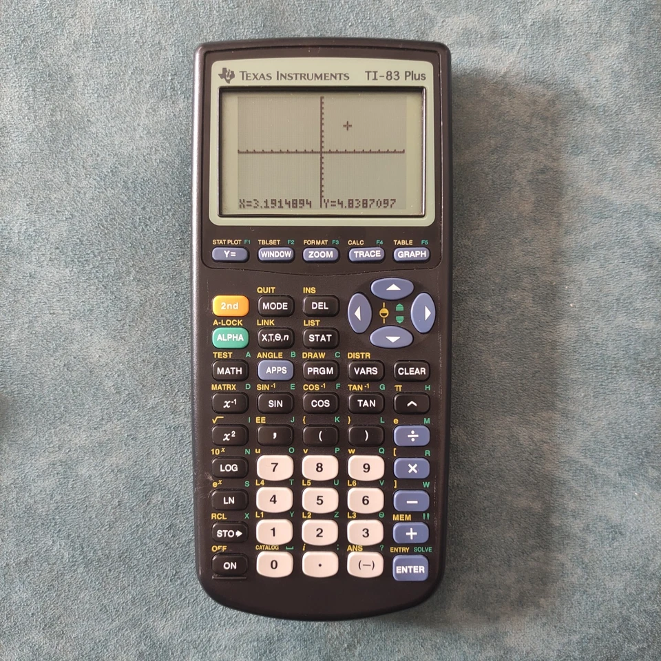 Texas Instruments TI-83 Plus Graphing Calculator With Cover Black -Used Working - Image 1 of 4