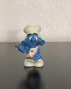 Smurfs Greedy Pastry Chef Smurf  Baker Eating Cake 20165 Vintage Figure A - Picture 1 of 5