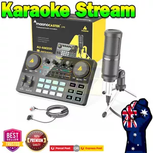 Portable Karaoke Machine PRO USB MIX Live Stream System Microphone Headphone - Picture 1 of 3