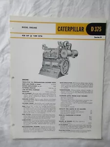 Scheda tecnica motore diesel CAT Caterpillar D375 1959 brochure dati - Foto 1 di 2