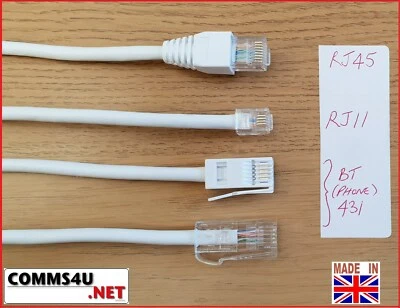 RJ11 RJ45 BT431 ALTA VELOCITÀ VDSL CAT5E ROUTER MODEM CAVO INTERNET RAME SOLIDO - Immagine 1 di 4